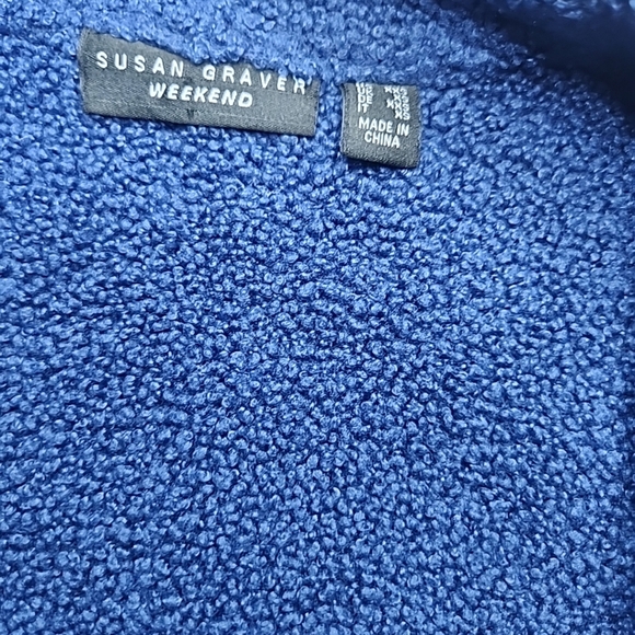 Susan Graver Weekend Bonded Sherpa/Faux Suede Jacket Blue XXS - Picture 5 of 8